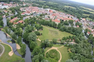 Blick auf bluming inn - Ferienwohnung im Spreewald aus der Vogelperspektive