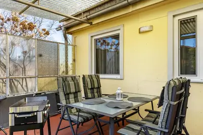 Ein Balkon oder eine Terrasse in der Unterkunft Ferienhaus Zauneidechse