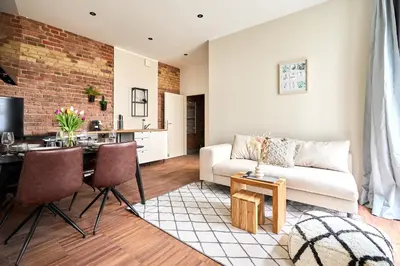 Ein Sitzbereich in der Unterkunft Central Apartment - Linienstraße