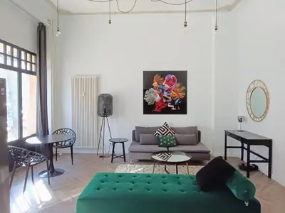 Ein Sitzbereich in der Unterkunft Loft nahe Schloss Charlottenburg