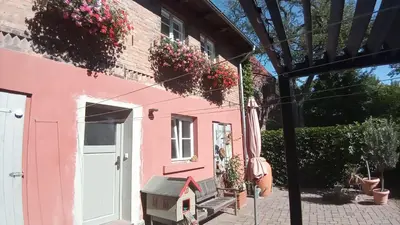 Ein Garten an der Unterkunft Ferienhaus in der historischen Altstadt von Angermünde