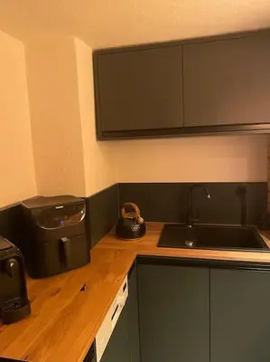 Küche/Küchenzeile in der Unterkunft Ferienwohnung Loft Schwielowsee mit Sauna