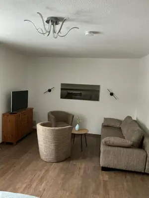 Ein Sitzbereich in der Unterkunft Ferienwohnung am Netzener See