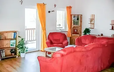 Ein Sitzbereich in der Unterkunft Wohnung Templin Ot Dargersdorf