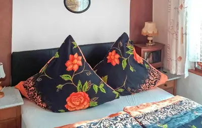 Ein Bett oder Betten in einem Zimmer der Unterkunft Ferienhaus Märkische Heide