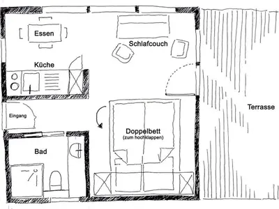 Grundriss der Unterkunft Häuschen über der Lanke