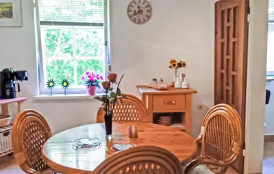 Ein Sitzbereich in der Unterkunft Ferienhaus Mahlow