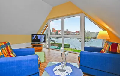 Ein Sitzbereich in der Unterkunft Ferienhaus Lychen