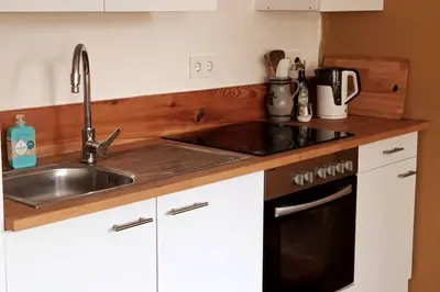 Küche/Küchenzeile in der Unterkunft Wohnung in der Waldstadt