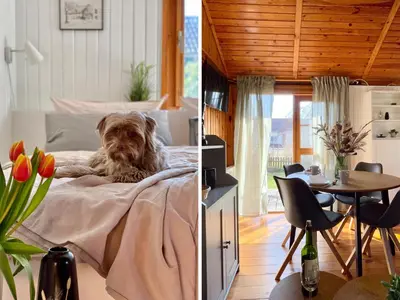 Ein Bett oder Betten in einem Zimmer der Unterkunft Tiny House mit Garten in See-Nähe