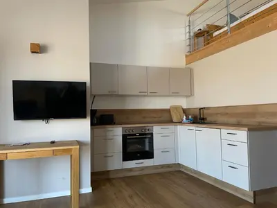 Küche/Küchenzeile in der Unterkunft Ferienwohnung Pferdehof Birkholz