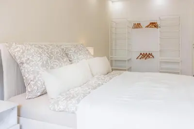 Ein Bett oder Betten in einem Zimmer der Unterkunft Schöne Wohnung mit Terrasse Nähe Airport