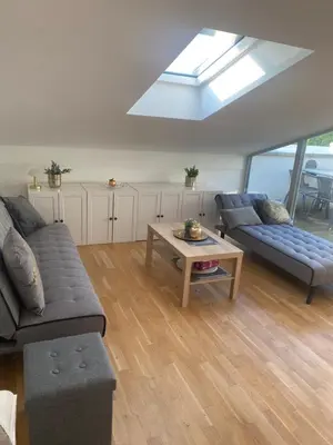 Ein Sitzbereich in der Unterkunft Appartement Havelblick