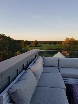 Ein Sitzbereich in der Unterkunft Mühlen-Oase in der Scharmützelsee Region