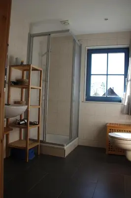 Ein Badezimmer in der Unterkunft Ferienhütte Barsdorf