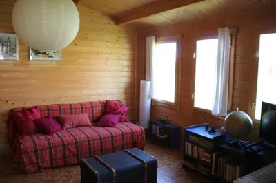 Ein Sitzbereich in der Unterkunft Ferienhütte Barsdorf