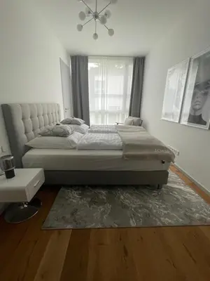 Ein Sitzbereich in der Unterkunft Marina Apartment SeeFlair Saarow mit Pool & Sauna