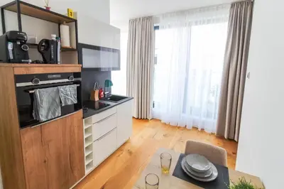 Küche/Küchenzeile in der Unterkunft Helios Berlin Apartments