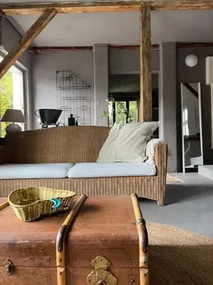 Ein Sitzbereich in der Unterkunft Lakeside Studio – Haus mit Seezugang