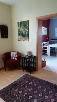 Ein Sitzbereich in der Unterkunft Ferienwohnung Luise, gemütlich, freundlich und ganz nah an Berlin
