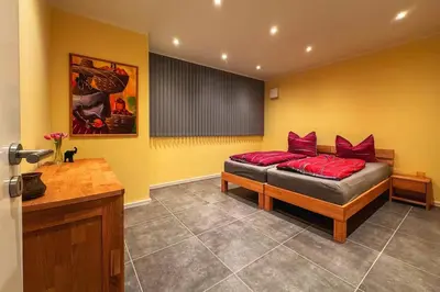 Ein Bett oder Betten in einem Zimmer der Unterkunft Ferien am Großen Wünsdorfer See