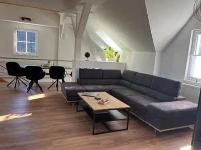 Ein Sitzbereich in der Unterkunft Gutshof von Gemünden Ferienwohnung 1