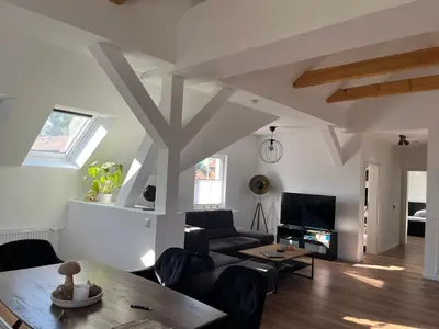 Ein Sitzbereich in der Unterkunft Gutshof von Gemünden Ferienwohnung 1
