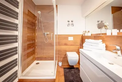 Ein Badezimmer in der Unterkunft Landpartie