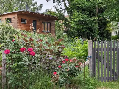 Ein Garten an der Unterkunft Klein aber fein, Ferienhaus am Tonteich