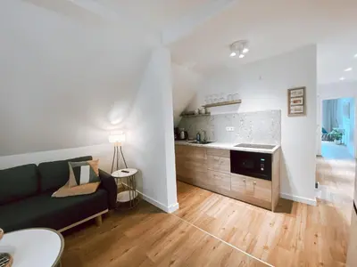 Küche/Küchenzeile in der Unterkunft BetterBeds Berlin