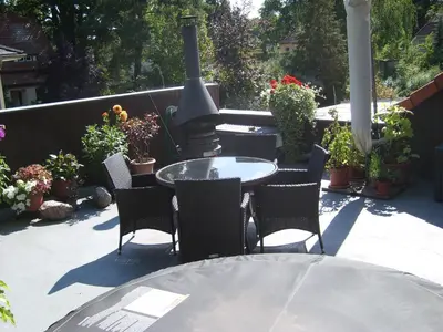 Ein Garten an der Unterkunft Drei Eichen