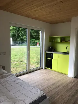 Küche/Küchenzeile in der Unterkunft Appartement am Stadthafen