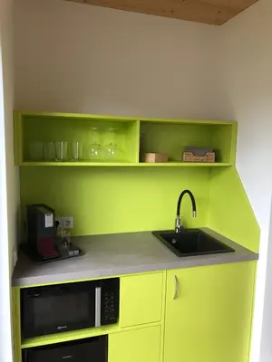 Küche/Küchenzeile in der Unterkunft Appartement am Stadthafen