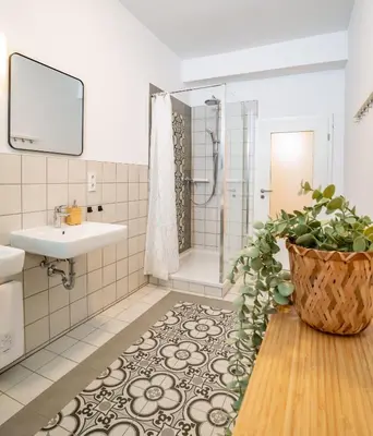 Ein Badezimmer in der Unterkunft Arbio Monteurzimmer Fredersdorf parking included