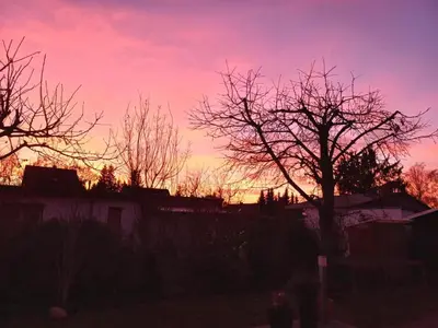 Blick auf den Sonnenuntergang/Sonnenaufgang von der Ferienwohnung aus oder aus der Nähe