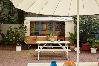 Ein Patio oder anderer Außenbereich in der Unterkunft Hüttenpalast