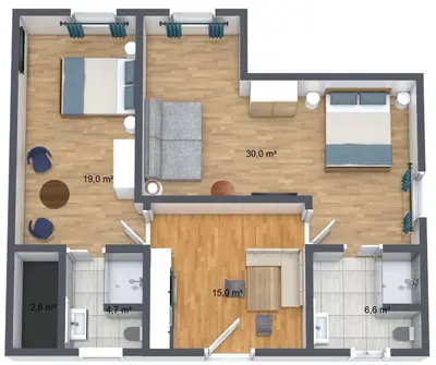 Grundriss der Unterkunft Appartement Seegefeld