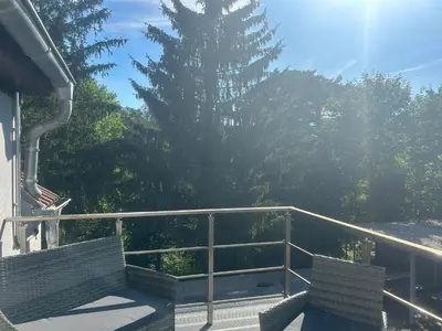 Ein Balkon oder eine Terrasse in der Unterkunft FeWo Landleben in Ferch
