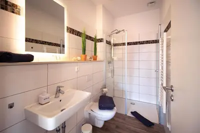 Ein Badezimmer in der Unterkunft Marina Quenzsee