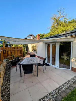 Ein Patio oder anderer Außenbereich in der Unterkunft Ferienwohnung