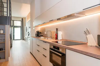 Küche/Küchenzeile in der Unterkunft Exklusives Designer Loft nahe Hauptbahnhof