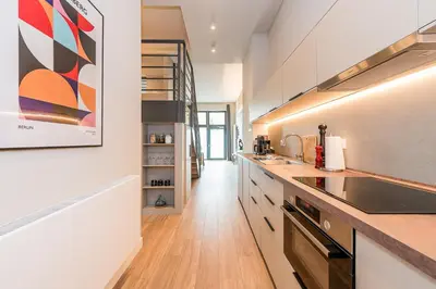 Küche/Küchenzeile in der Unterkunft Exklusives Designer Loft nahe Hauptbahnhof