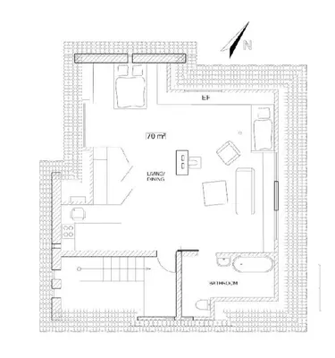 Grundriss der Unterkunft Ferienwohnung DG am Waldfriedhof