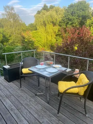 Ein Balkon oder eine Terrasse in der Unterkunft Am Stadtrand im Grünen