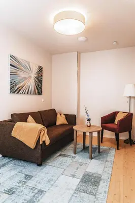 Ein Sitzbereich in der Unterkunft Fontane Apartments