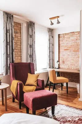 Ein Sitzbereich in der Unterkunft Fontane Apartments