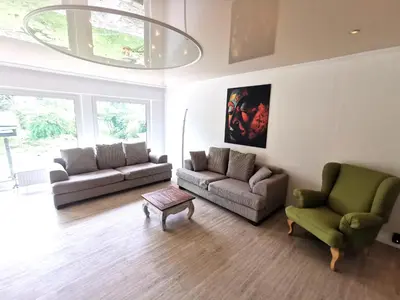 Ein Sitzbereich in der Unterkunft Monteur-Haus Prignitz Berlin Biesdorf, Marzan, Hellersdorf