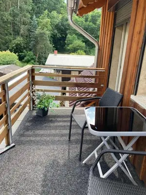 Ein Balkon oder eine Terrasse in der Unterkunft Ferienwohnung in der Schorfheide