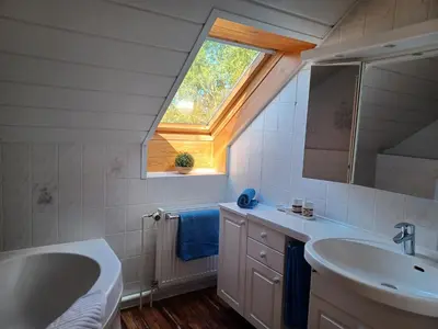 Ein Badezimmer in der Unterkunft Ferienhaus am Bauernsee
