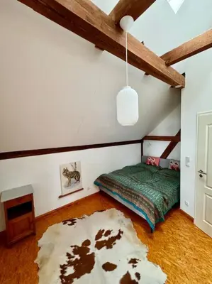 Ein Bett oder Betten in einem Zimmer der Unterkunft Ruhe und Erholung 1h von Berlin